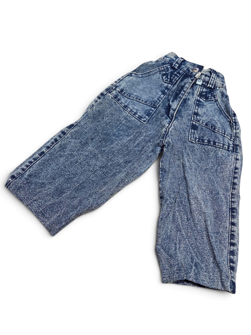 Kids Blue Washed Wide-Leg Jeans